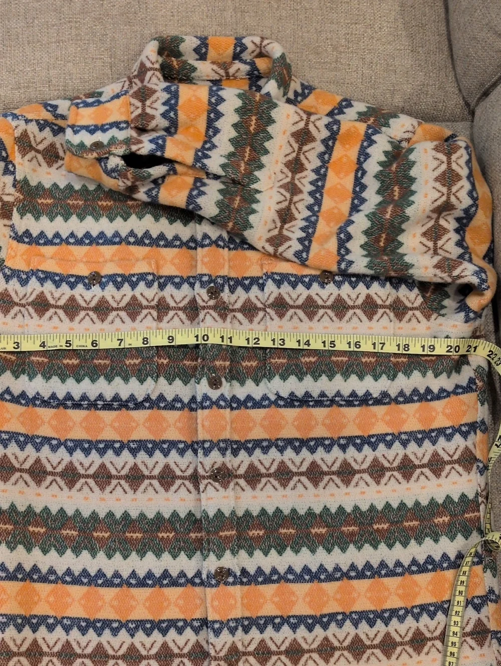 J.Crew Men's Fair Isle Work Shirt Winter Oat Medium